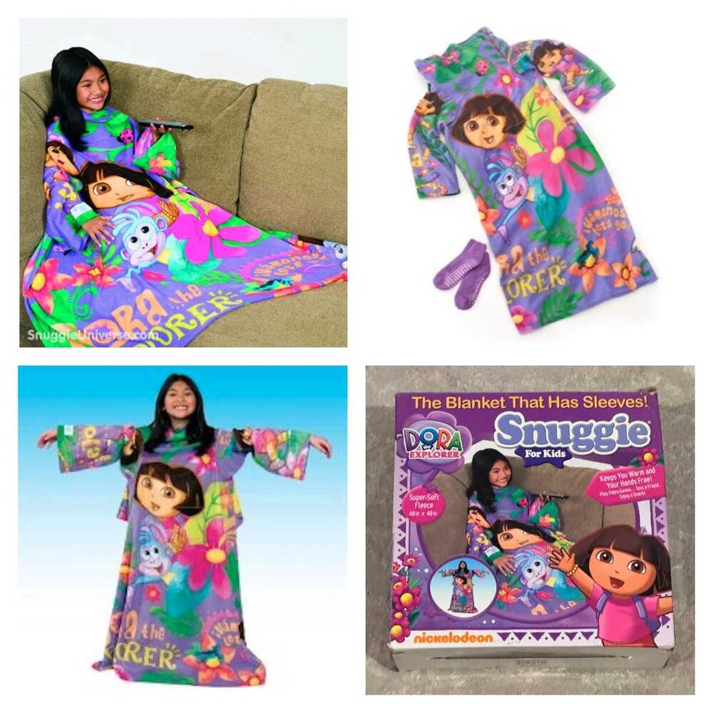 SNUGGIE Kids DORA THE EXPLORER Slipper Socks Fleece Blanket Robe wearable NEW A